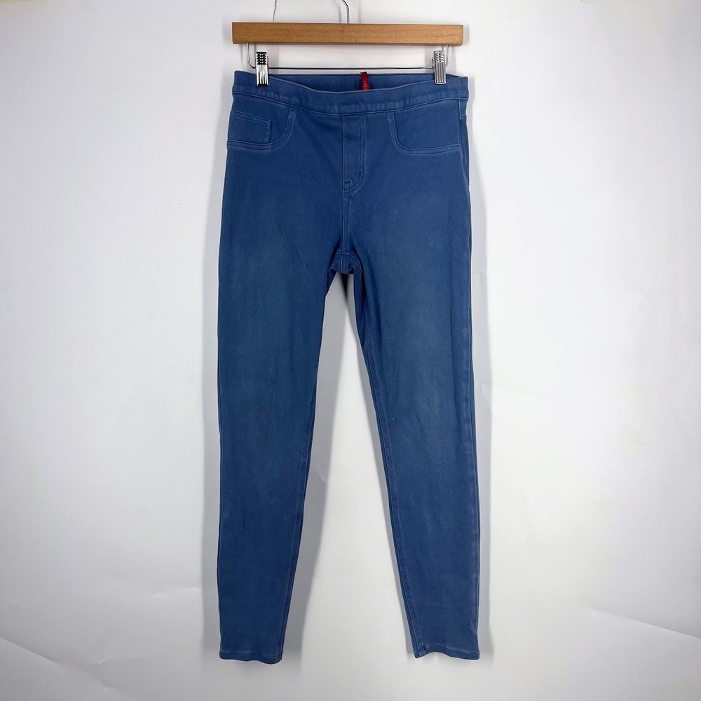 Spanx Jean-ish Leggings Womens Medium Blue Denim Look Pull On Slim Fit Pants